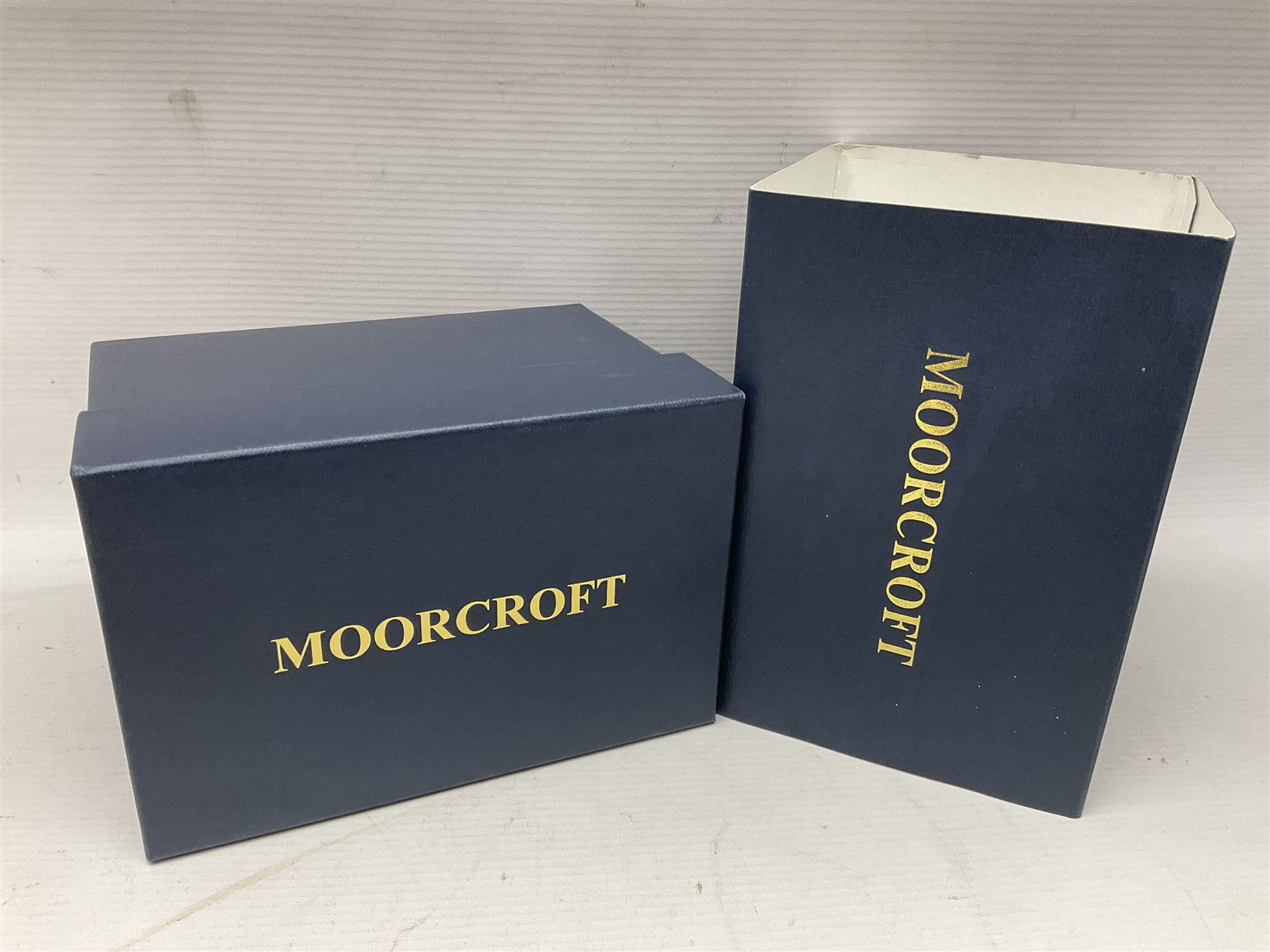 Moorcroft vase, of waisted form, decorated in the Cambrian Blue pattern by Kerry Goodwin, circa 2011, H14cm, with original box 