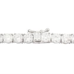 18ct white gold round brilliant cut diamond necklace, stamped 18K, total diamond weight approx 22.25 carat