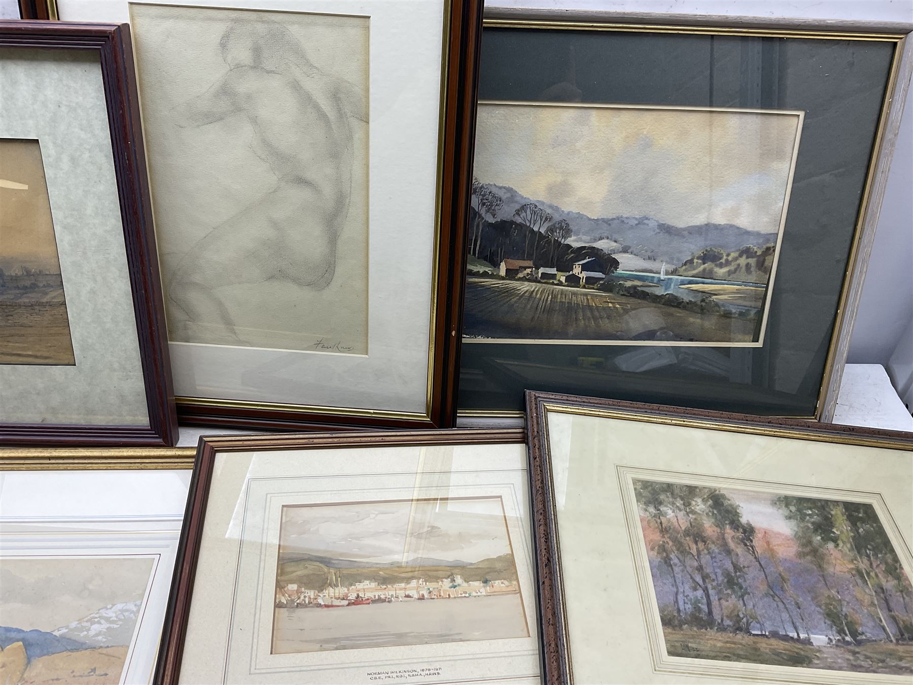 Collection of original watercolours, artists to include Joseph Haslam Hawkswoth (British 1827-1908), Norman Wilkinson, Moffat Peter Lindner (British 1852-1949), Albert Charles Dodds, Miller Smith etc (13)
