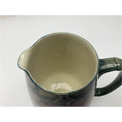 Early 20th century Moorcroft for Macintyre jug, decorated in Revived Cornflower pattern, impressed mark to base, H19cm