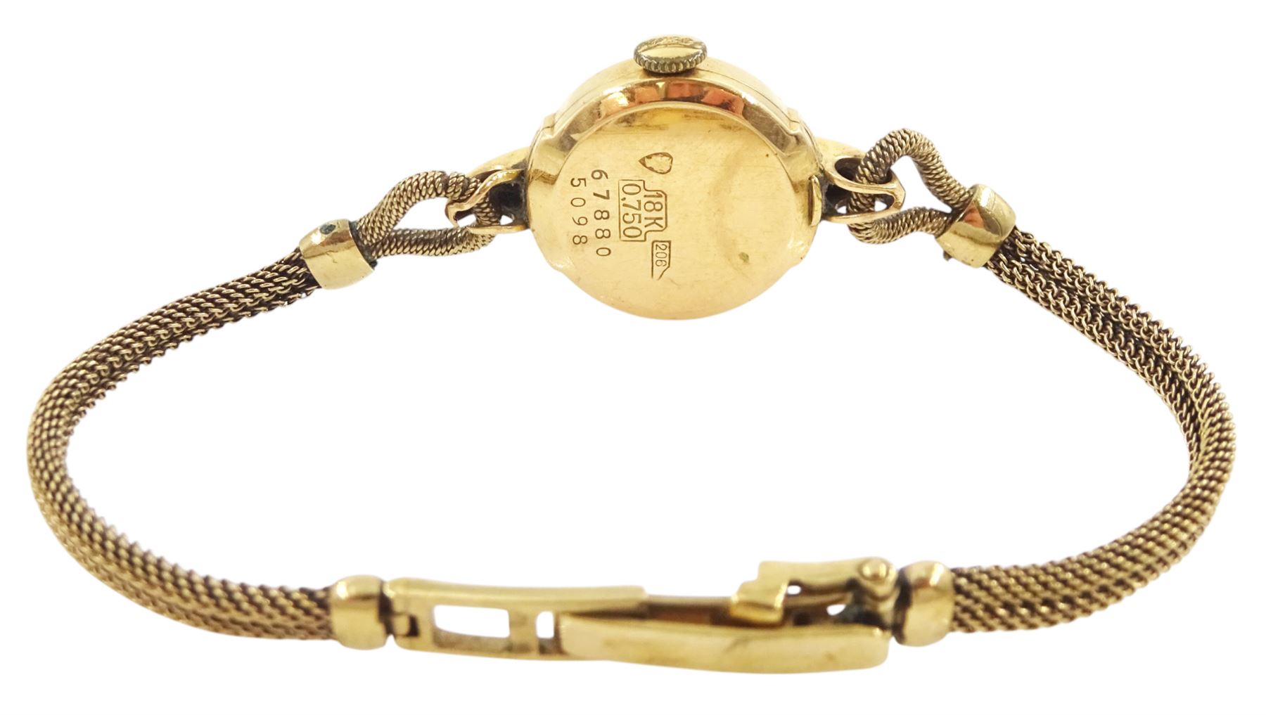 Accurist ladies 9ct gold manual wind wristwatch, silvered dial with subsidiary seconds dial, on 9ct gold mesh link bracelet and a Fortis 18ct gold ladies manual wind wristwatch, on 9ct gold bracelet