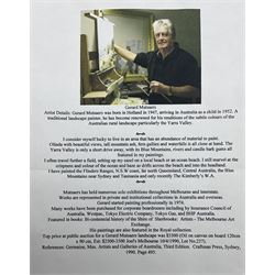 Gerard Mutsaers (Australian 1947-): 'Bright Sunlight in the Goulburn River Valley', oil on canvas board signed, titled on label verso 18cm x 49cm 