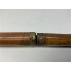 Late 19th/early 20th century sword stick/walking cane with 38cm fullered steel blade 85cm overall