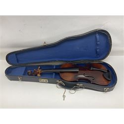 Czechoslovakian violin stamped LIZST c1920 with 35.5cm two-piece maple back and ribs and spruce top L59.5cm overall; in carrying case