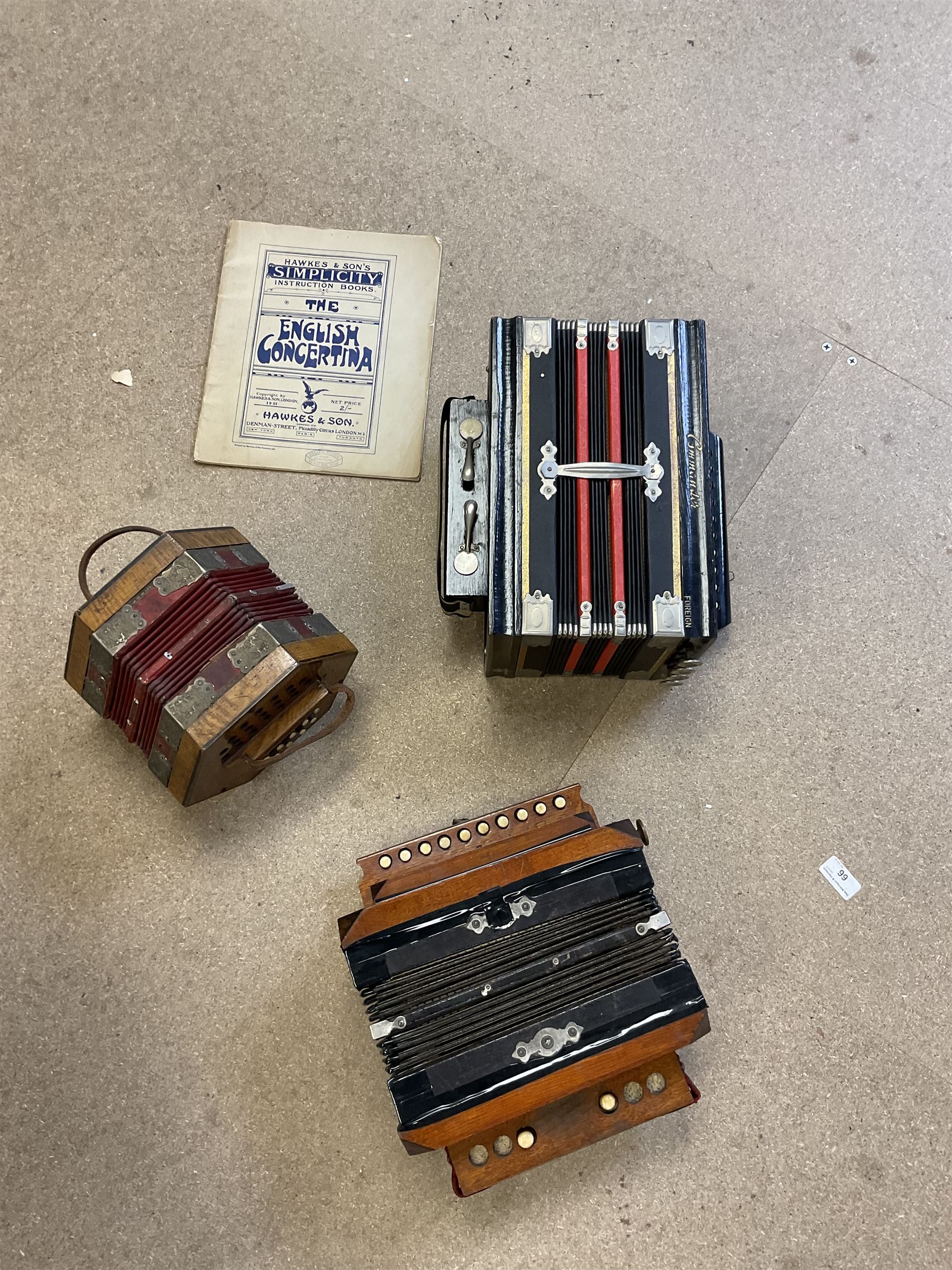 Three European concertinas. Viceroy German concertina with 21 keys