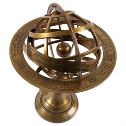 Brass tabletop armillary sphere, H28cm 