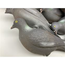 Eighteen plastic pigeon decoys comprising ten full body and eight shells with quantity of various stakes; some marked made in Italy