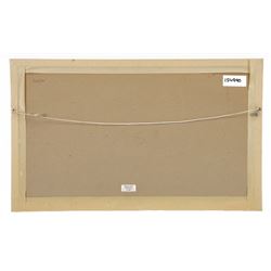 Tom McGuinness (Northern British 1926-2006): Outside the Mine, watercolour and ink signed 20cm x 49cm 