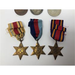 WW1 pair of medals comprising British war medal and Victory Medal awarded to 19774 Pte. G. Headlam Sea. Highrs.; another WW1 pair of medals comprising British War Medal and Mercantile Marine Medal awarded to Charles Filburn; WW2 group of five medals comprising 1939-45 War Medal, Defence Medal, 1939-45 Star, Africa Star and Burma Star; in issue box addressed to Mr. H, Smithson with medal slip; all with ribbons; and Edward VIII Coronation medal (10)