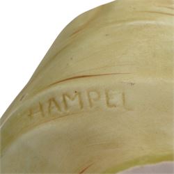 Royal Dux figure of a maiden collecting water above a shell bow, H25cm and another figural dish modelled as a maiden rising out of a shell, H24cm (2)