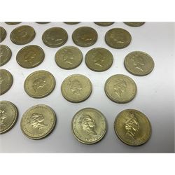 Twenty-eight Queen Elizabeth II old style two pound coins, including 1994 'Bank of England' etc