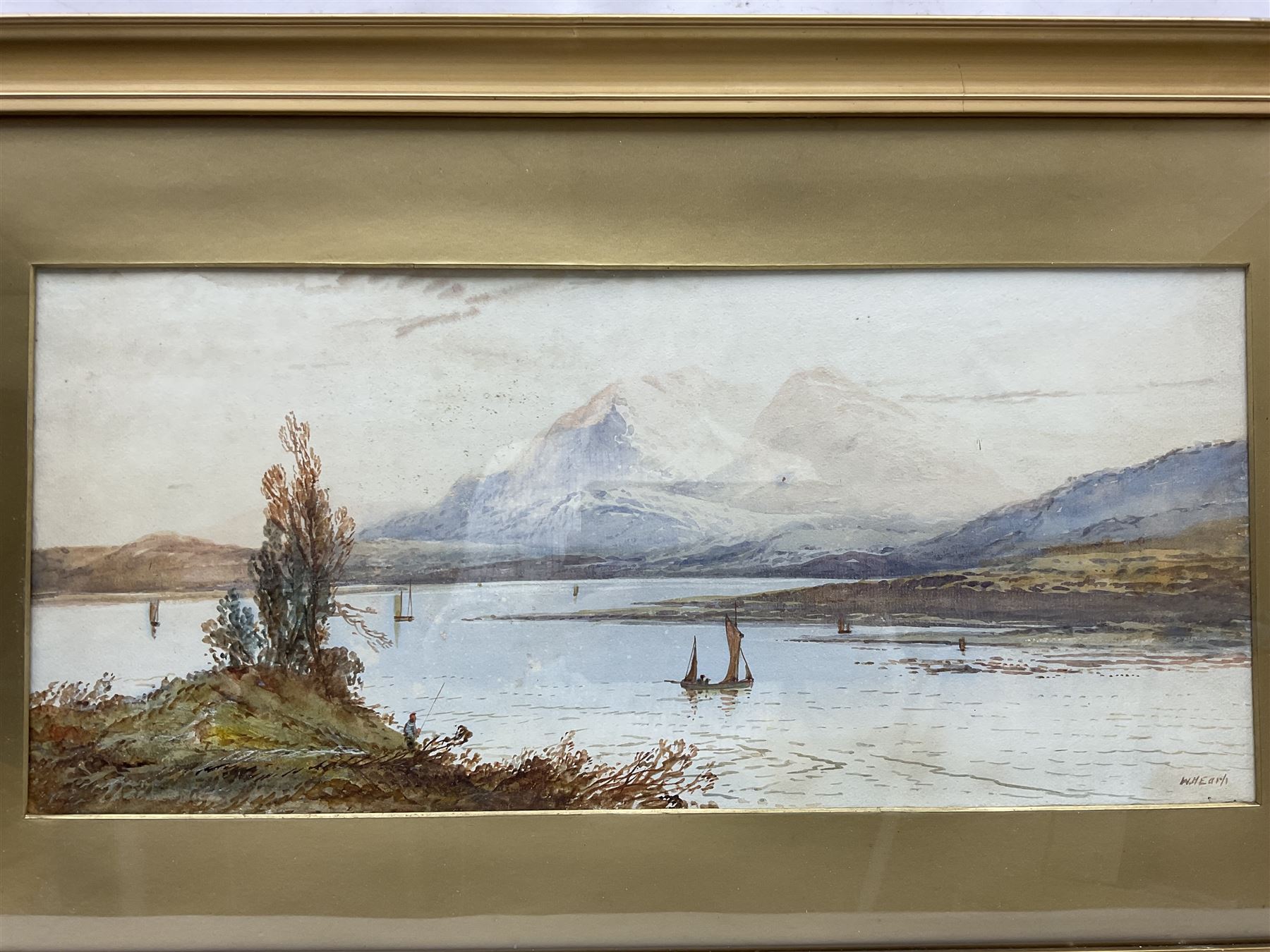 William Henry Earp (British 1831-1914): Highland Loch Scenes, pair watercolours signed 25cm x 56cm (2)