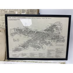 Avro Lancaster I framed print, collection of fishing boat photographs, book of port plans and ephemera 