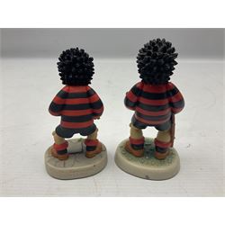 Thirteen Robert Harrop figures from the Beano Dandy collection, comprising Yo-Yo Collectors Piece 1996, Desperate Dan BD03, Cuthbert Cringeworthy BD08, Teach BD06, 'Erbert BD14, Toots BD12, Winston BD17, Fatty BD07, Dennis The Menace BD01, Dennis the Menace Fishing BD806, Sydney BD13, Wilfrid BD15 and Plug BD11