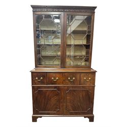 George III mahogany bookcase secretaire,