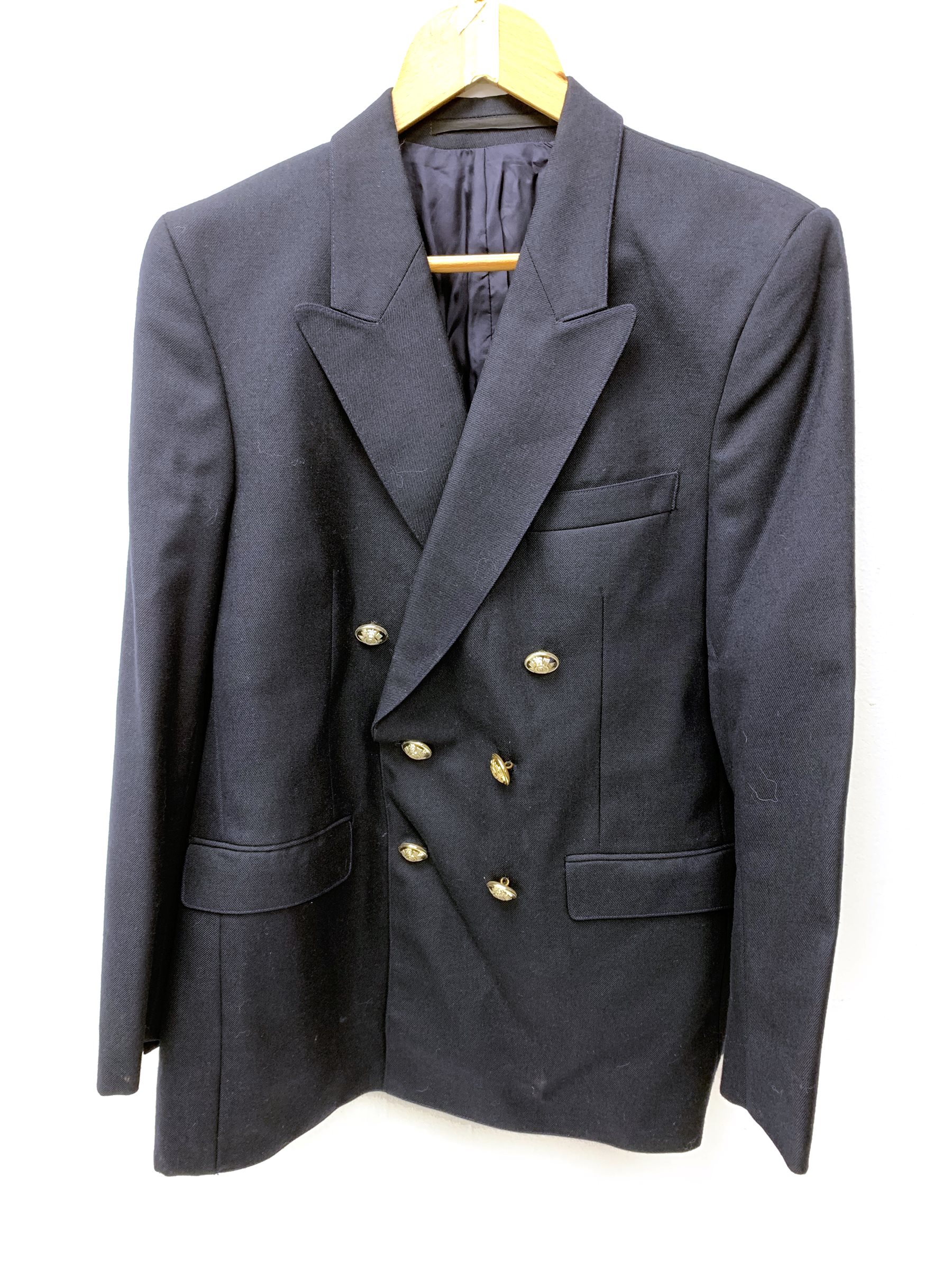 Scots Guards two double breasted blazers, one with brass buttons and