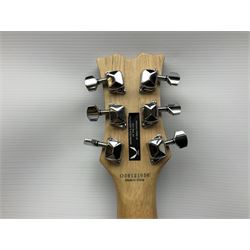 Dean small or child's size electric guitar in black, serial no.O09121956 L85cm; in gig bag; and modern student's violin with 35.5cm two-piece back in fitted carrying case with older bow (2)