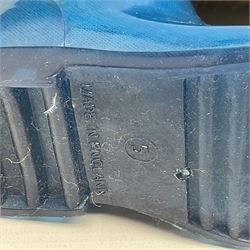 Paddington Bear with plush covered body, brown felt hat, pale blue duffle coat and blue wellingtons H54cm
