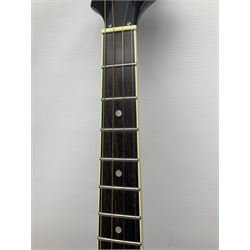 Eastwood of Canada Delta 4 electric four-string tenor resonator guitar with tobacco sunburst finish, serial no.1703437 L100cm; in original soft carrying case