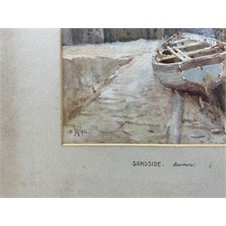 Charles William Adderton (British 1866-1944): 'Sandside Scarborough', watercolour signed with monogram and dated 1894, 25cm x 17.5cm (unframed)
Provenance: direct from the family of the artist Harry Wanless 1872-1934, part of a collection never previously seen on the market
Notes: Adderton was a friend of the brothers Harry and Charles Wanless, all of whom studied under Albert Strange at the Scarborough School of Art School. Adderton had a studio at 55 Sandside, Scarborough between 1894 and 1901, he moved to Ockbrook Derby and later to Robin Hoods Bay where he was a member of the Fylingdales Group of Artists