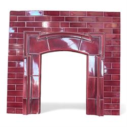 Twentieth century red glazed tile fireplace insert