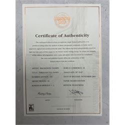 Mackenzie Thorpe (British 1956-): 'Through Till Dawn', limited edition silk screen print signed and numbered 168/195, with certificate, 49cm x 113cm