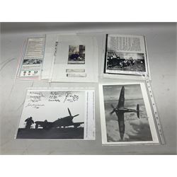 76 Squadron - small archive of photographs, signatures etc; signed copy of Conversations with a Rear gunner by Tony Winser; and collection of signatures of WW2 pilots and aircrew, some original but most facsimile/copies, including Lt. Col. W.A. Bishop VC, DSO, MC, DFC, Johnnie Johnson, Bomber Command etc