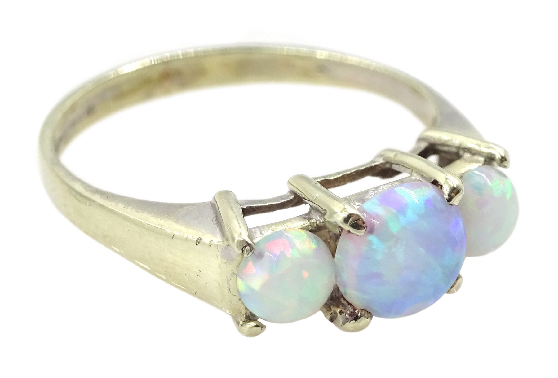 9ct gold three stone opal ring, hallmarked - Jewellery, Watches, Silver ...