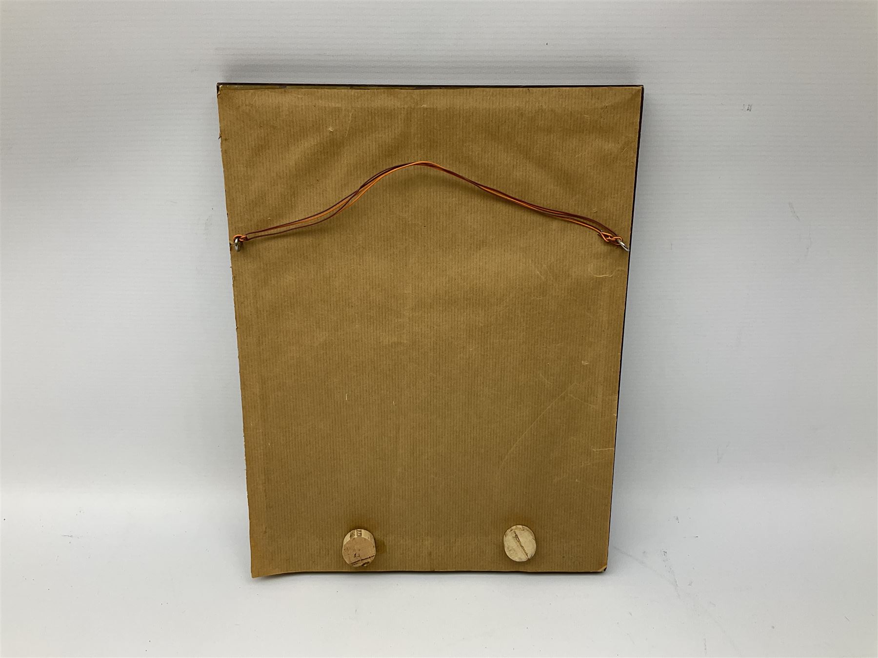 Victorian sampler by Emily Victoria, dated May 1848, worked with the bands of alphabet, figures and house, further detailed with other motifs including urn of flowers, dog, and crowns, within a vine border, framed and glazed, overall H33 W25.5cm