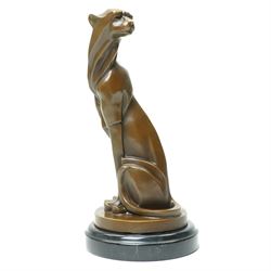 After Milo - bronze model of an art deco style seated cheetah, bearing signature and found...