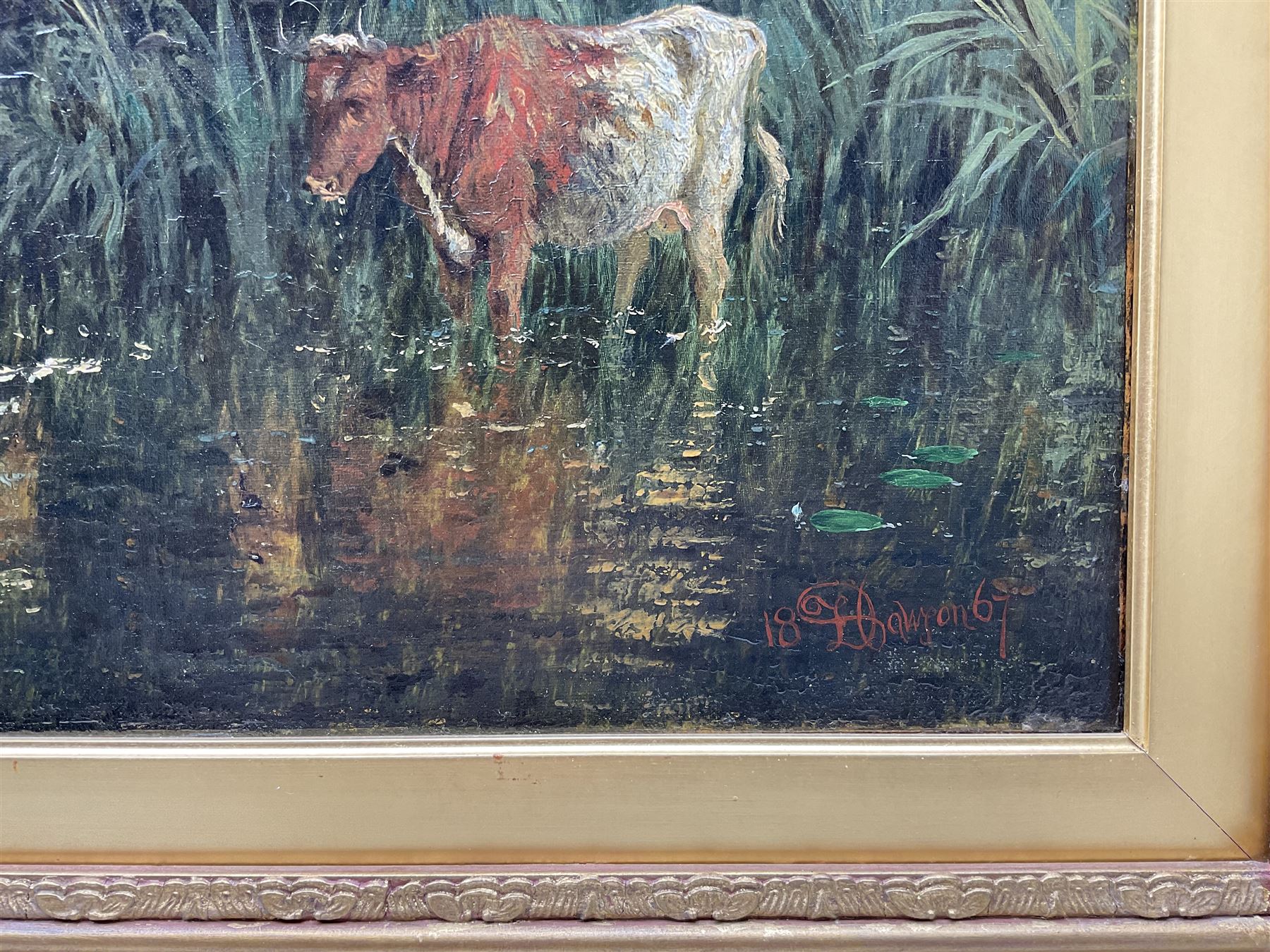 Henry Dawson (British 1811-1878): Cattle Watering, oil on canvas signed and dated 1867, 74cm x 97cm 
Provenance: private collection, purchased David Duggleby Ltd 14th November 2005 Lot 704; with John Simpson, Ryland Fine Art, Haisthorpe Hall, Driffield