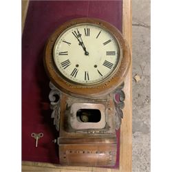 19th century mahogany Yorkshire longcase clock, painted dial, and a Tunbridgeware drop dial wall clock (2) - THIS LOT IS TO BE COLLECTED BY APPOINTMENT FROM THE OLD BUFFER DEPOT, MELBOURNE PLACE, SOWERBY, THIRSK, YO7 1QY