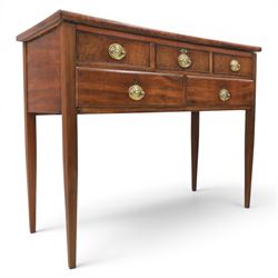 Georgian mahogany side table fitted with drawers, rectangular top over five drawers with b...