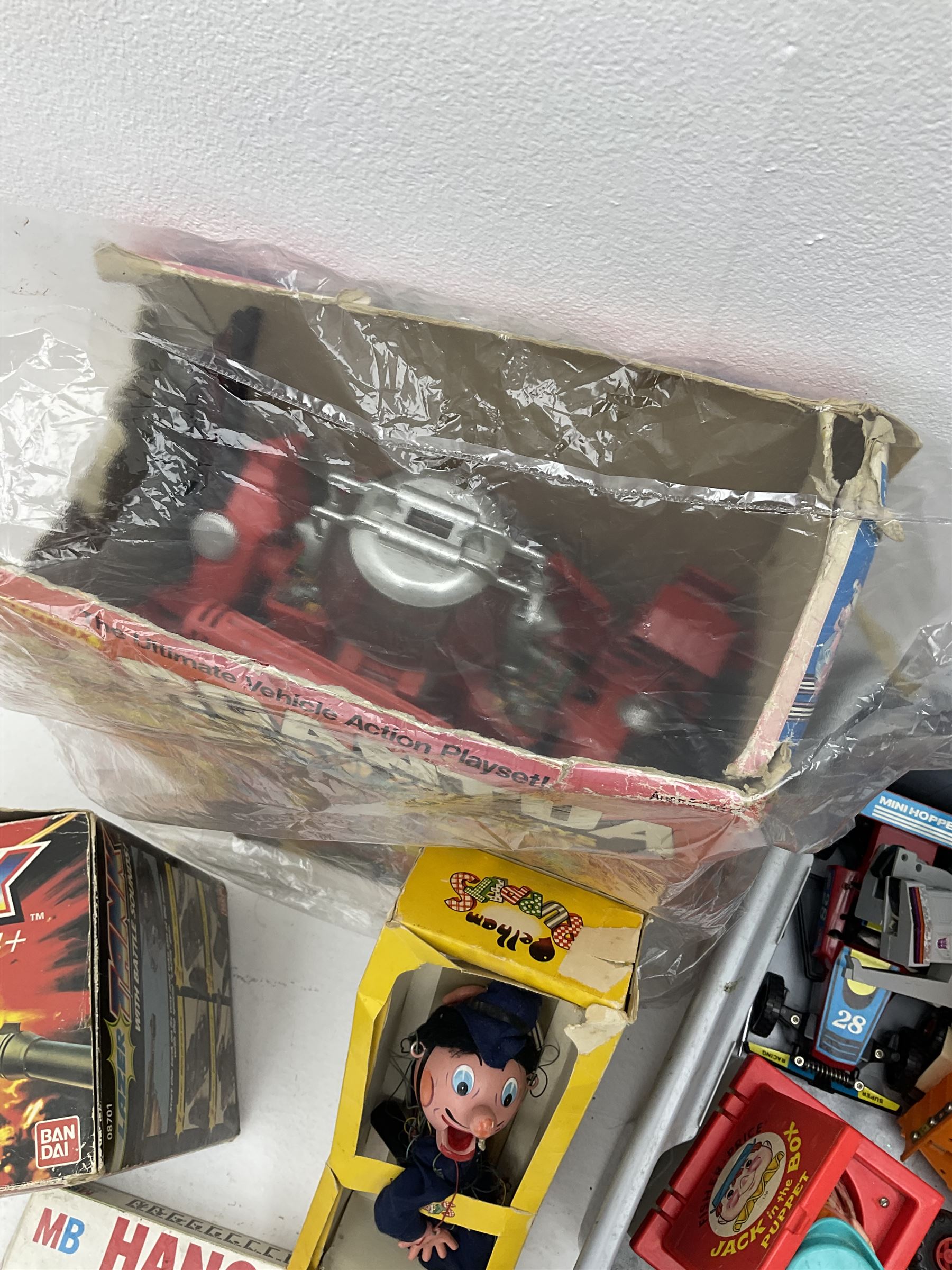 Pelham Puppet Police man with box, Star Wars Princess Leia figure by Kenner, boxed, Matchbox ‘Carguantua Monster of the Freeways’ playset, Bandai lazer tank, both boxed, Tonka trucks and other toys etc