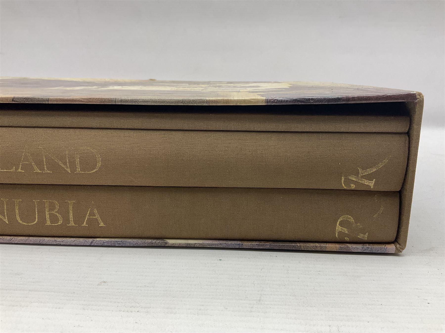 Three volumes on David Roberts in a single slip case, comprising The Life, Works and Travels of David Roberts, The Holy Land and Egypt & Nubia