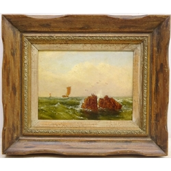  Seascape, oil on board initialled, signed and dated Robert Watson 1880 verso 21cm x 29cm  