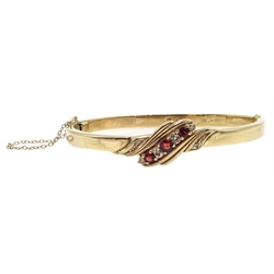  9ct gold garnet and diamond bangle, stamped 375, approx 36gm  