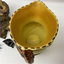 Bristol blue glass vase and goblet, together with Burleigh jug and other collectables