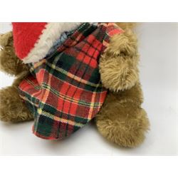 Vintage Basil Brush plush toy, in a tartan jacket together with a talking Basil Brush plush toy, tallest example H46cm