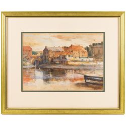 Alfred George Morgan (British 1848-1930): View Over Whitby and Dockyard, two watercolours signed, 34cm x 52cm and 23cm x 33cm (2)