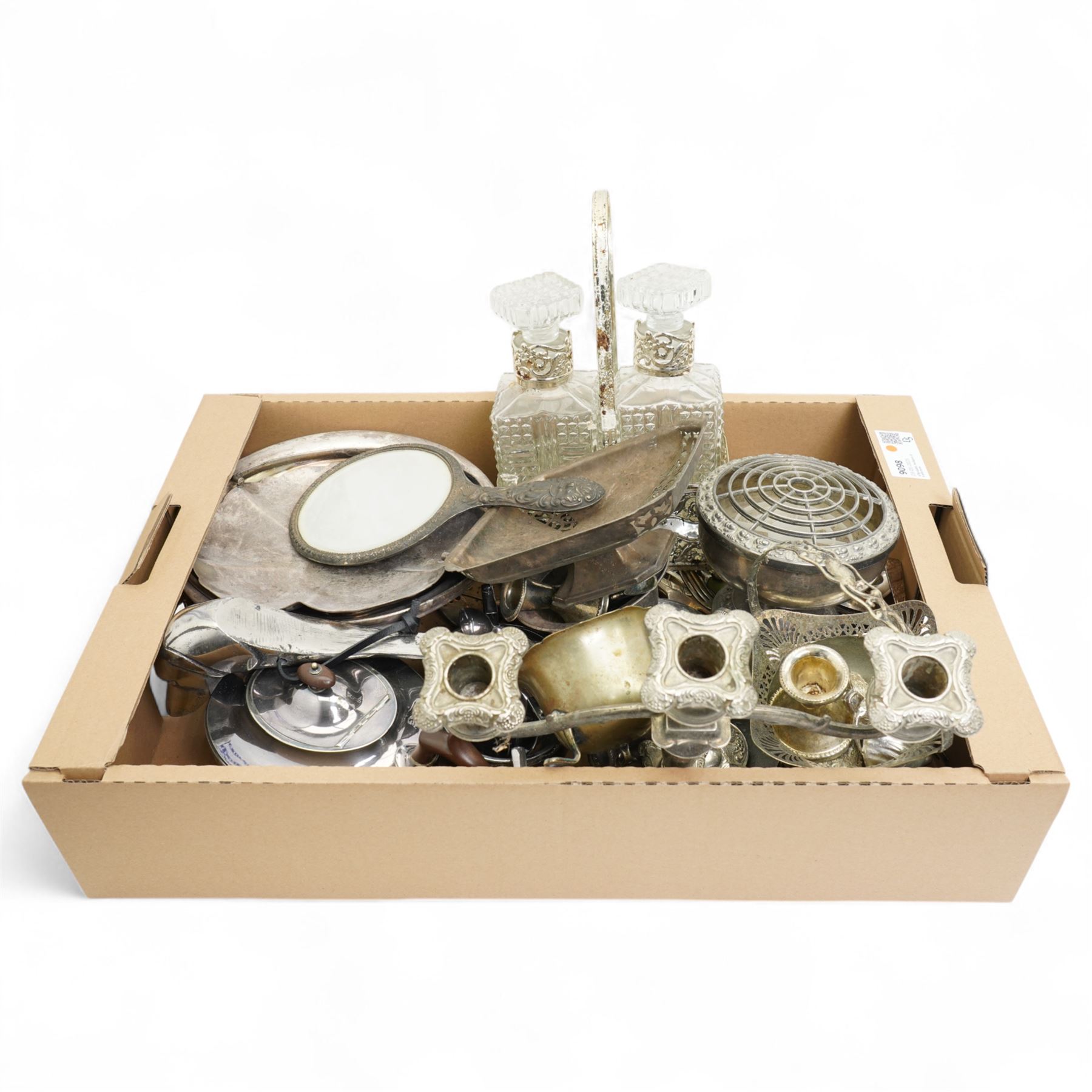 Plated tea set, cutlery and other items