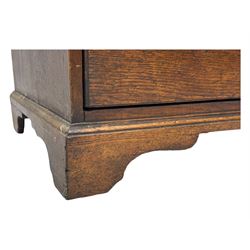19th century oak chest, rectangular top over two short and three long drawers, on bracket feet