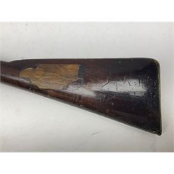 Early 19th century flintlock single barrel sporting gun by Johnston, approximately 14-bore, with 94cm(37