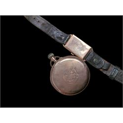 Early 20th century 9ct rose gold manual wind tank wristwatch and a 9ct rose gold keyless cylinder pocket watch