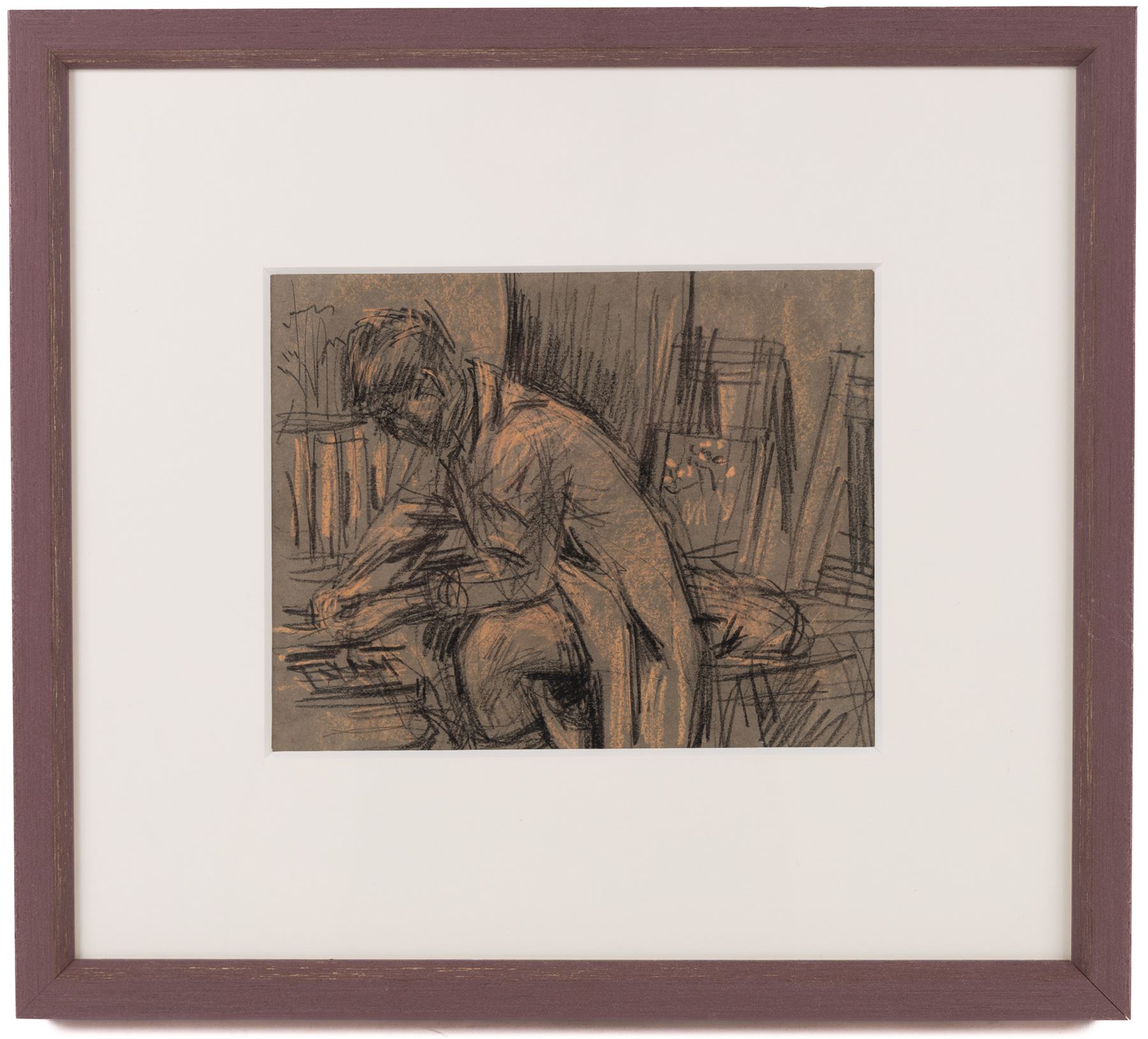 Sidney Horne Shepherd (British 1909-1993): Life Drawing, graphite on paper signed 30cm x 24cm; Maurice Feild (British 1905-1988): The Artist in the Studio, mixed media unsigned 16.5cm x 21cm (2)