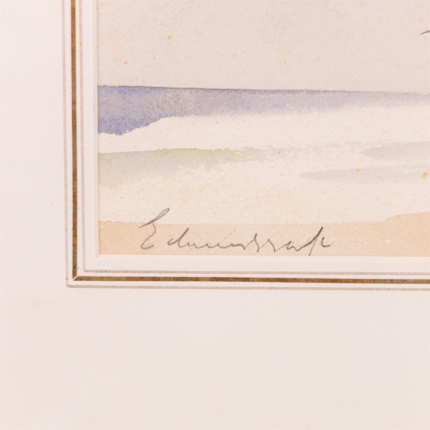 Edward Seago RWS RBA (British 1910-1974): Sea Anglers on a Beach, watercolour signed in pencil, later title verso 25cm x 36.5cm 