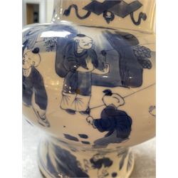 19th century Chinese blue and white jar, of pronounced baluster form, decorated in the Hundred Boys design, with numerous children at play, H23cm

The hundred boys design was a popular theme in Chinese Art employed from the Song period onwards. It expresses the desire to continue the family through male heirs and the performance of filial duties