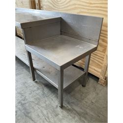 Large stainless steel two tier preparation table, lower right hand tier - THIS LOT IS TO BE COLLECTED BY APPOINTMENT FROM DUGGLEBY STORAGE, GREAT HILL, EASTFIELD, SCARBOROUGH, YO11 3TX