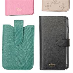 Louis Vuitton, Prada, Mulberry, Saint Laurent and others - collection of designer leather phone cases and pouches, in various colours and designs, together with a Mulberry leather iPad case (12)
