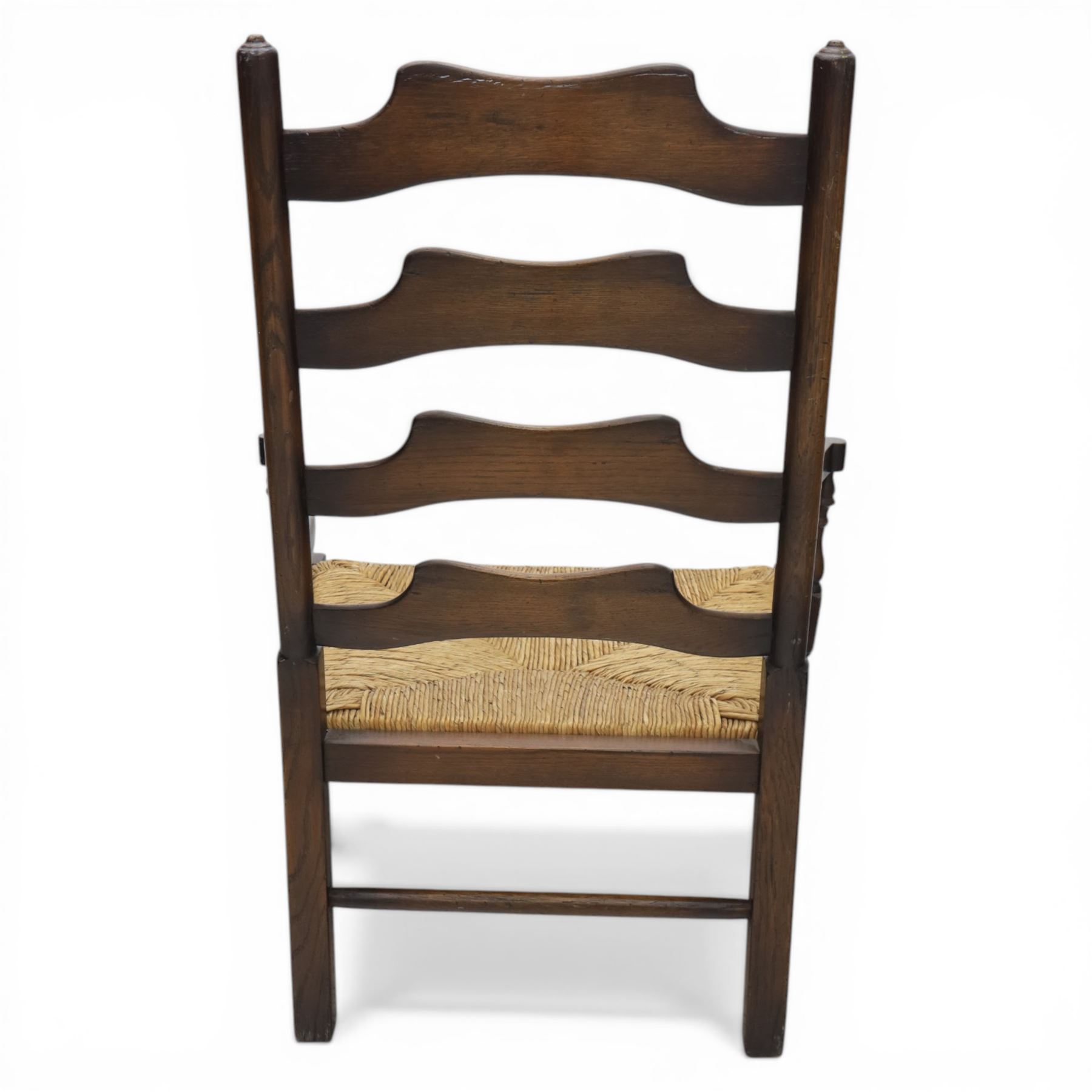 Country ladder back armchair and matching stool